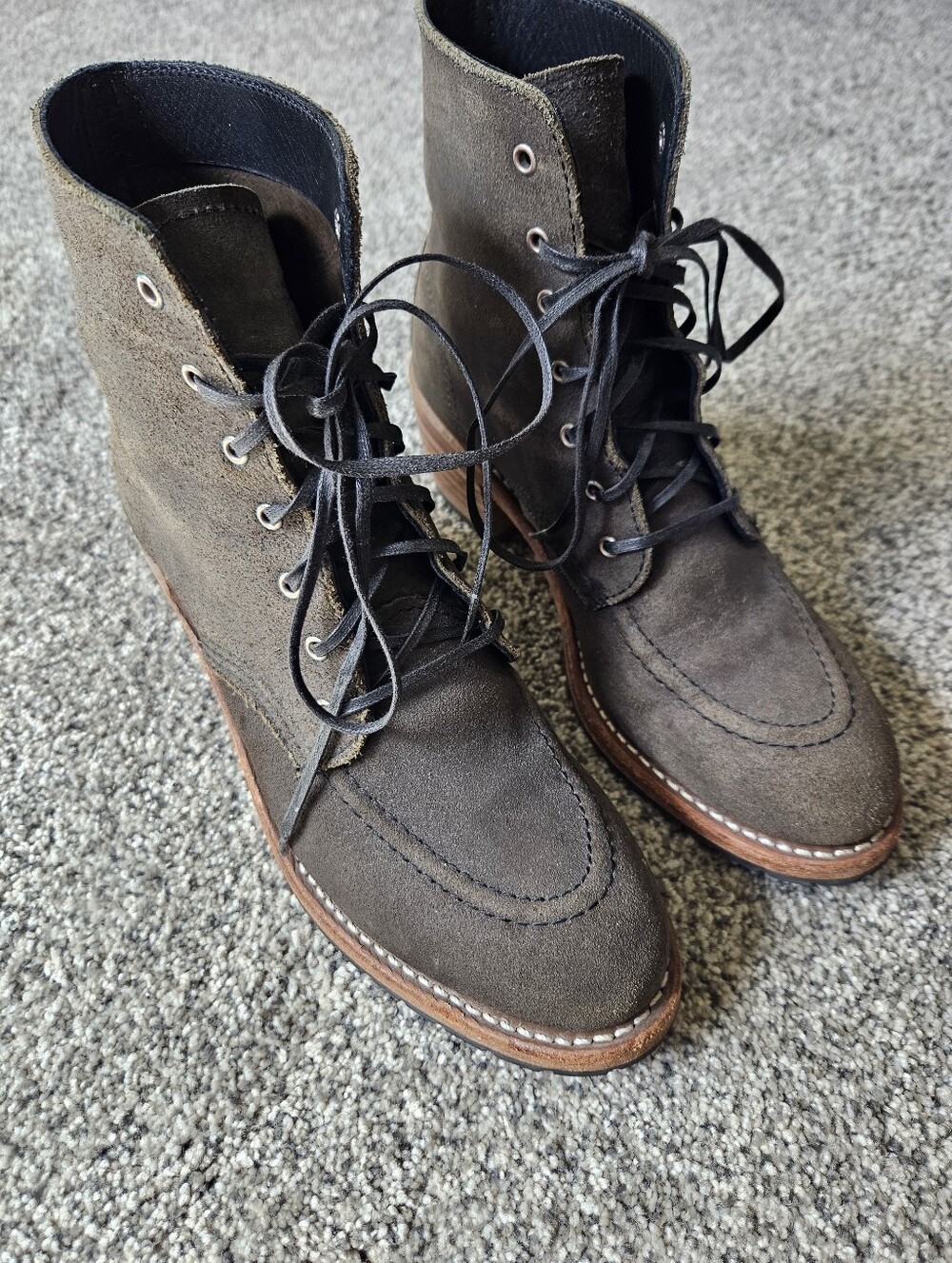 Olive Redwing Suede Lace-Up Ankle Boots - Picture 2 of 9